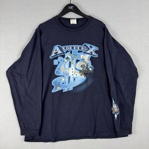 Vintage Avirex Men's Long Sleeve Shirt Graphic Logo Mens Size XXL Y2K Grunge